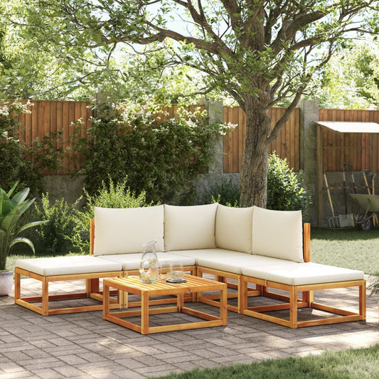 Set di divani da giardino 6 pezzi con cuscini in legno di acacia e rattan - homemem39