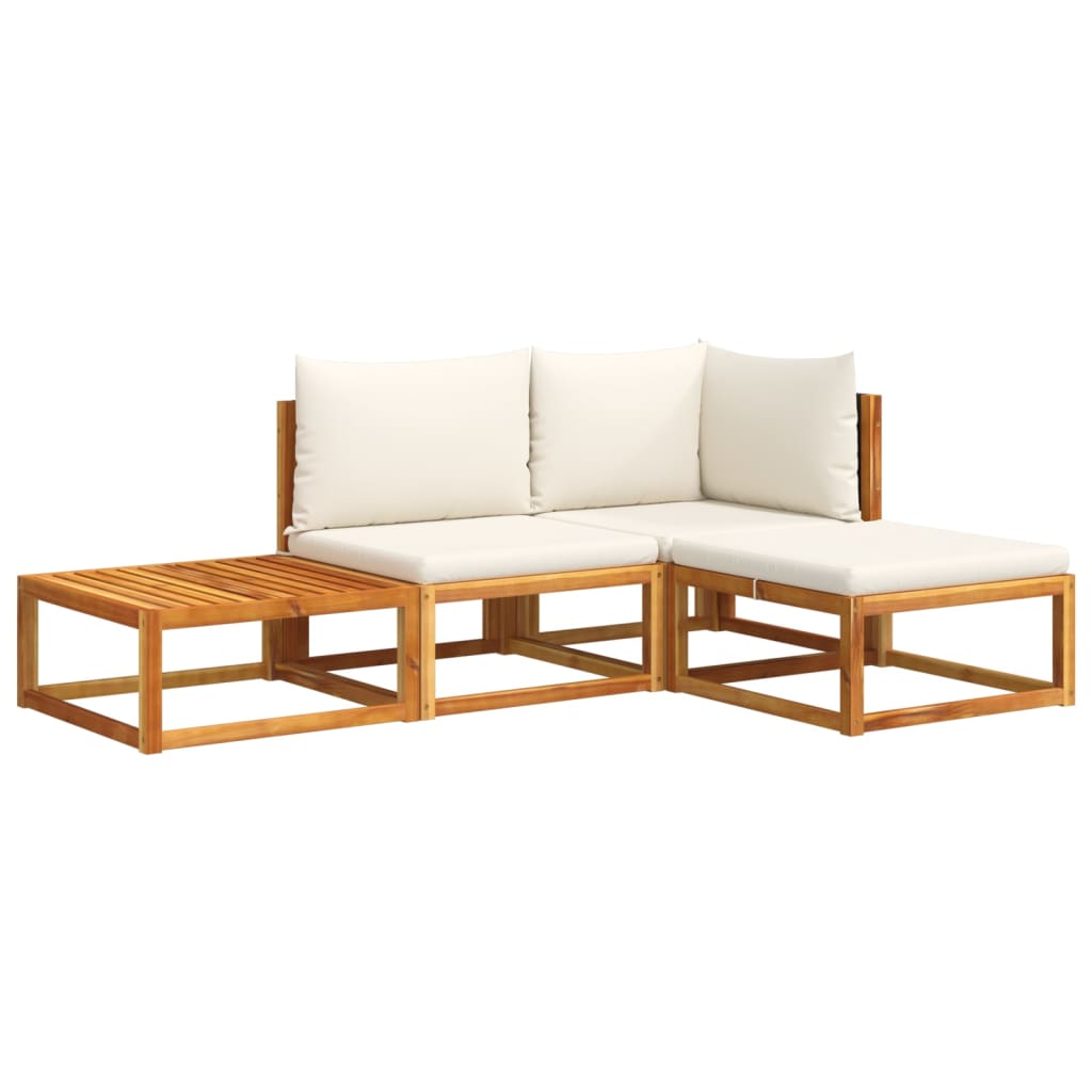 Set di divani da giardino 4 pezzi con cuscini in legno di acacia e rattan | homemem39