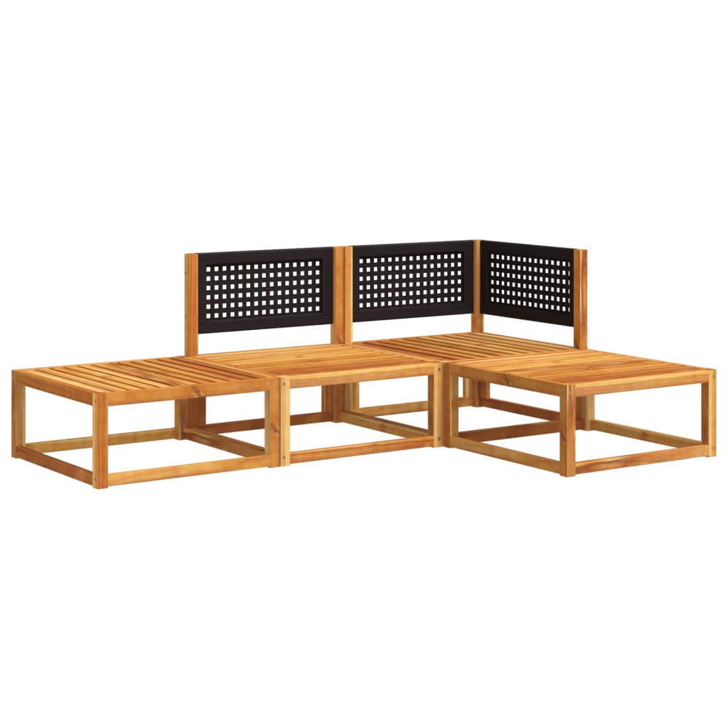 Set di divani da giardino 4 pezzi con cuscini in legno di acacia e rattan | homemem39