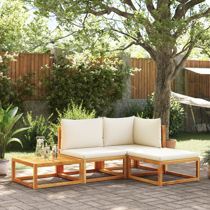Set di divani da giardino 4 pezzi con cuscini in legno di acacia e rattan | homemem39