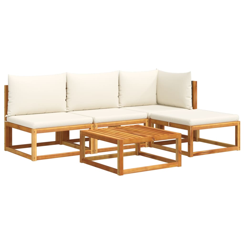 Set di divani da giardino 5 pezzi con cuscini in legno di acacia e rattan - homemem39