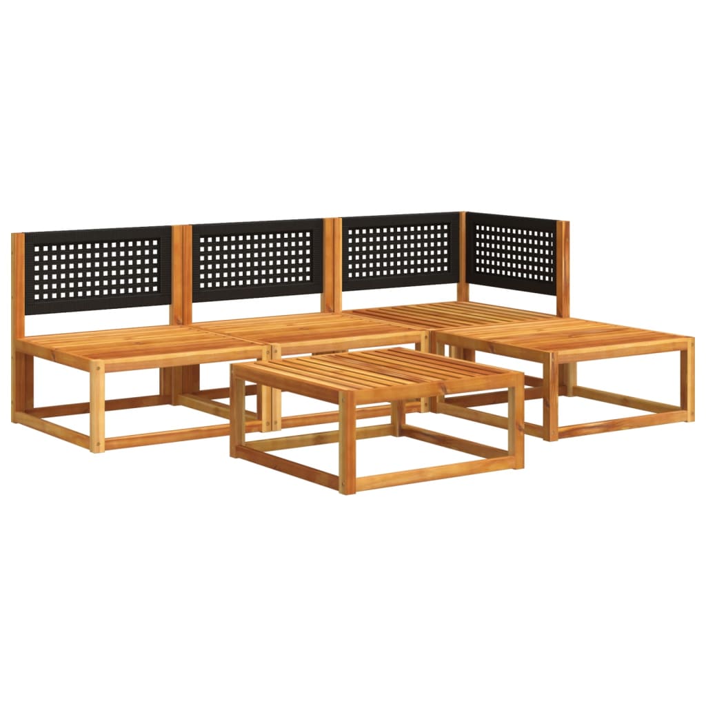 Set di divani da giardino 5 pezzi con cuscini in legno di acacia e rattan - homemem39