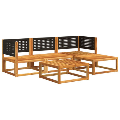 Set di divani da giardino 5 pezzi con cuscini in legno di acacia e rattan | homemem39