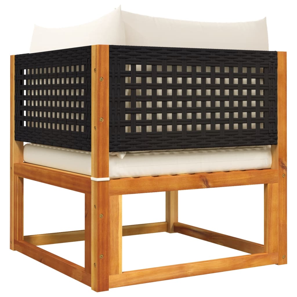 Set di divani da giardino 5 pezzi con cuscini in legno di acacia e rattan | homemem39