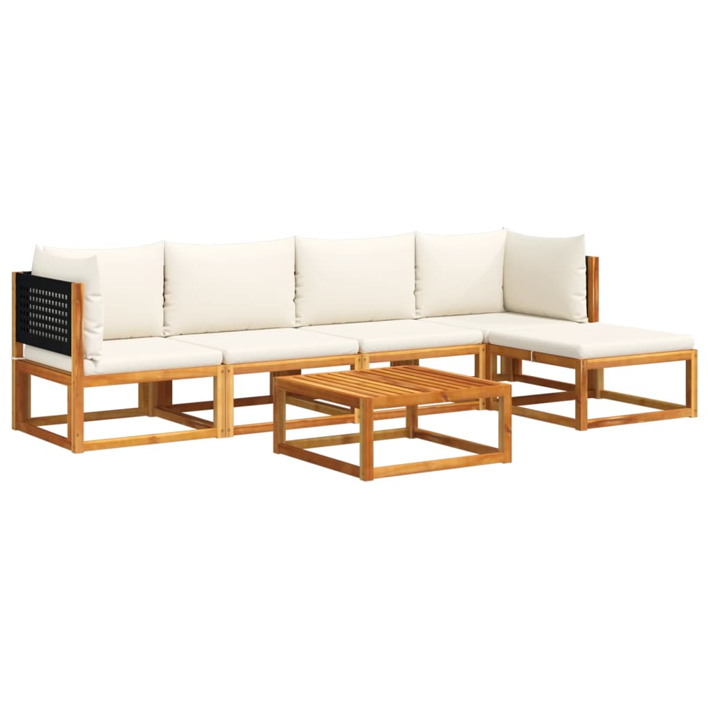 Set di divani da giardino 6 pezzi con cuscini in legno di acacia e rattan - homemem39