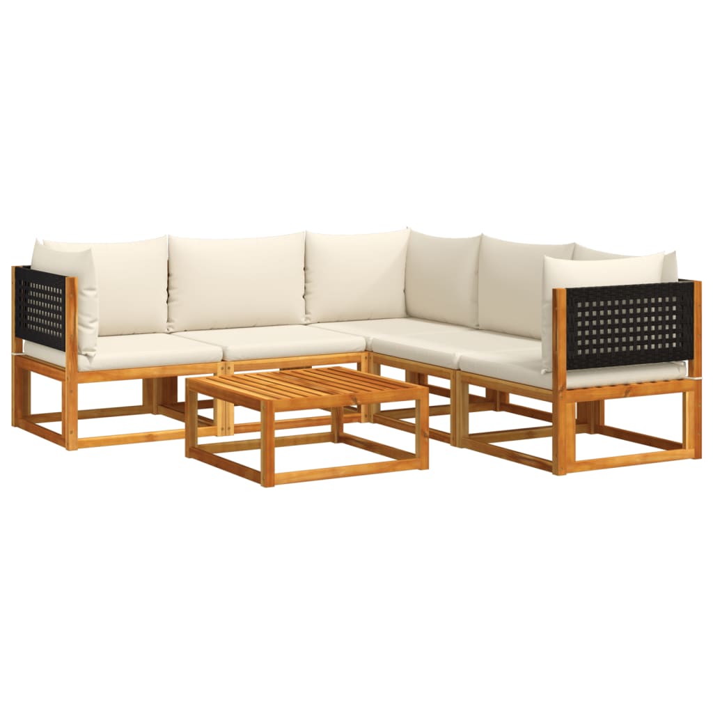 Set di divani da giardino 6 pezzi con cuscini in legno di acacia e rattan - homemem39