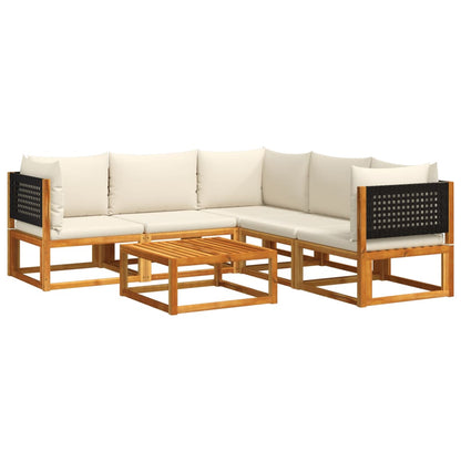 Set di divani da giardino 6 pezzi con cuscini in legno di acacia e rattan - homemem39