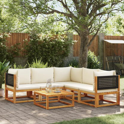 Set di divani da giardino 6 pezzi con cuscini in legno di acacia e rattan - homemem39