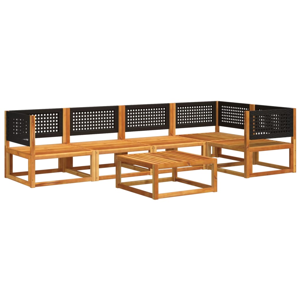 Set di divani da giardino 6 pezzi con cuscini in legno di acacia e rattan - homemem39