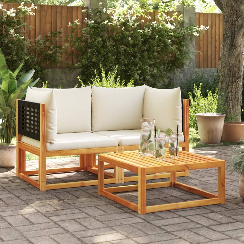 Divani da Giardino Angolari con Cuscini 2 pz in Legno di Acacia e Rattan | homemem39