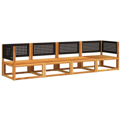 Set di divani da giardino 4 pezzi con cuscini in legno di acacia e rattan - homemem39