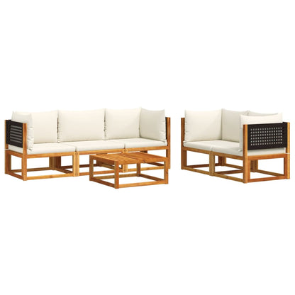 Set di divani da giardino 6 pezzi con cuscini in legno di acacia e rattan - homemem39