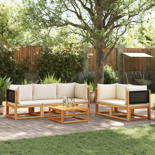 Set di divani da giardino 6 pezzi con cuscini in legno di acacia e rattan - homemem39