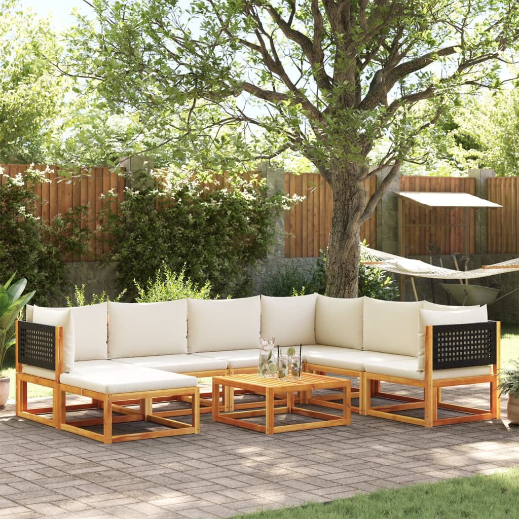 Set di divani da giardino 8 pezzi con cuscini in legno di acacia e rattan - homemem39