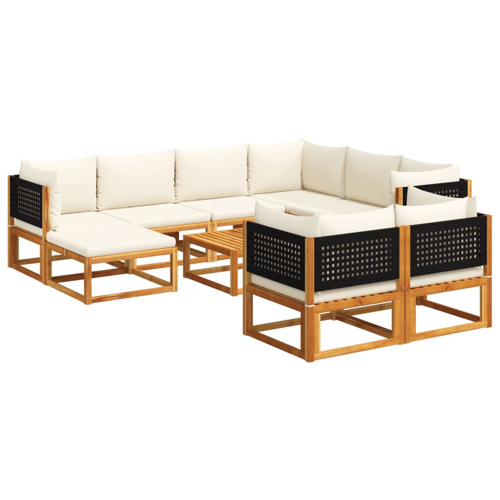 Set di divani da giardino 10 pezzi con cuscini in legno di acacia e rattan - homemem39