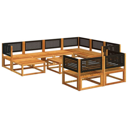 Set di divani da giardino 10 pezzi con cuscini in legno di acacia e rattan - homemem39