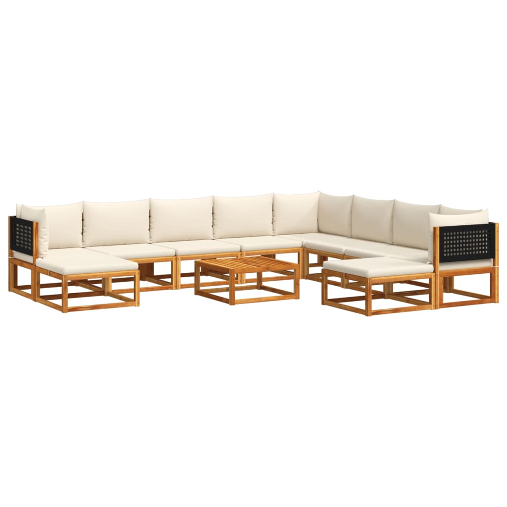 Set di divani da giardino 11 pz con cuscini in legno di acacia e rattan - homemem39