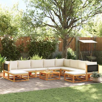 Set di divani da giardino 11 pz con cuscini in legno di acacia e rattan - homemem39