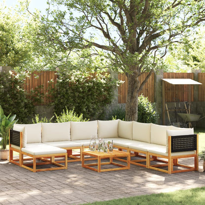 Set di divani da giardino 9 pezzi con cuscini in legno di acacia e rattan - homemem39