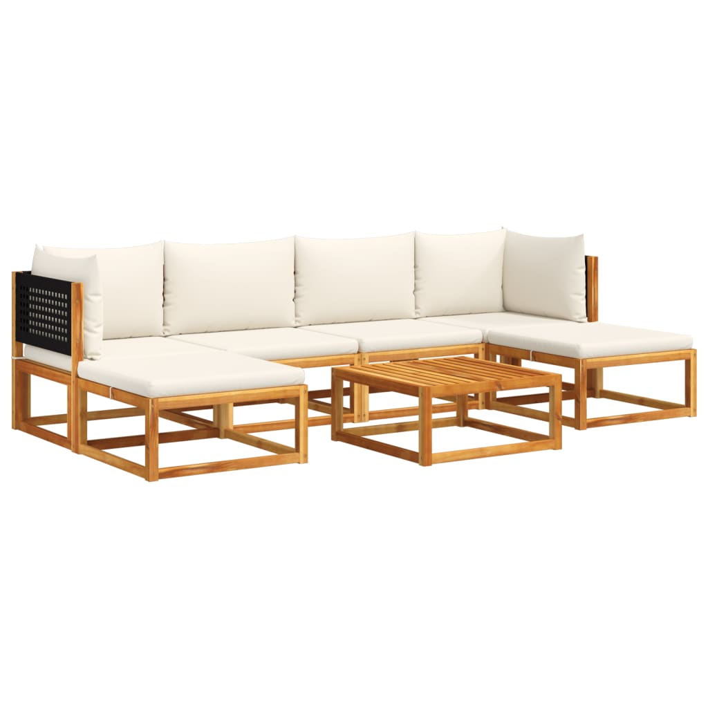 Set di divani da giardino 7 pezzi con cuscini in legno di acacia e rattan - homemem39