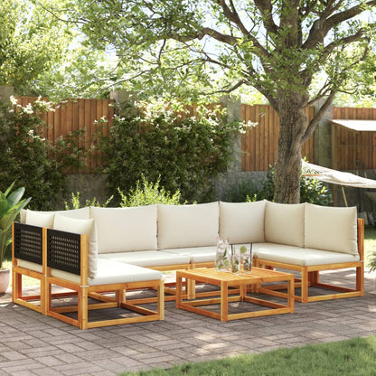 Set di divani da giardino 7 pezzi con cuscini in legno di acacia e rattan - homemem39