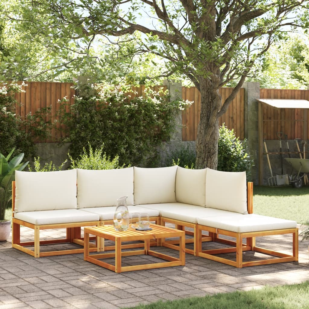 Set di divani da giardino 6 pezzi con cuscini in legno di acacia e rattan - homemem39