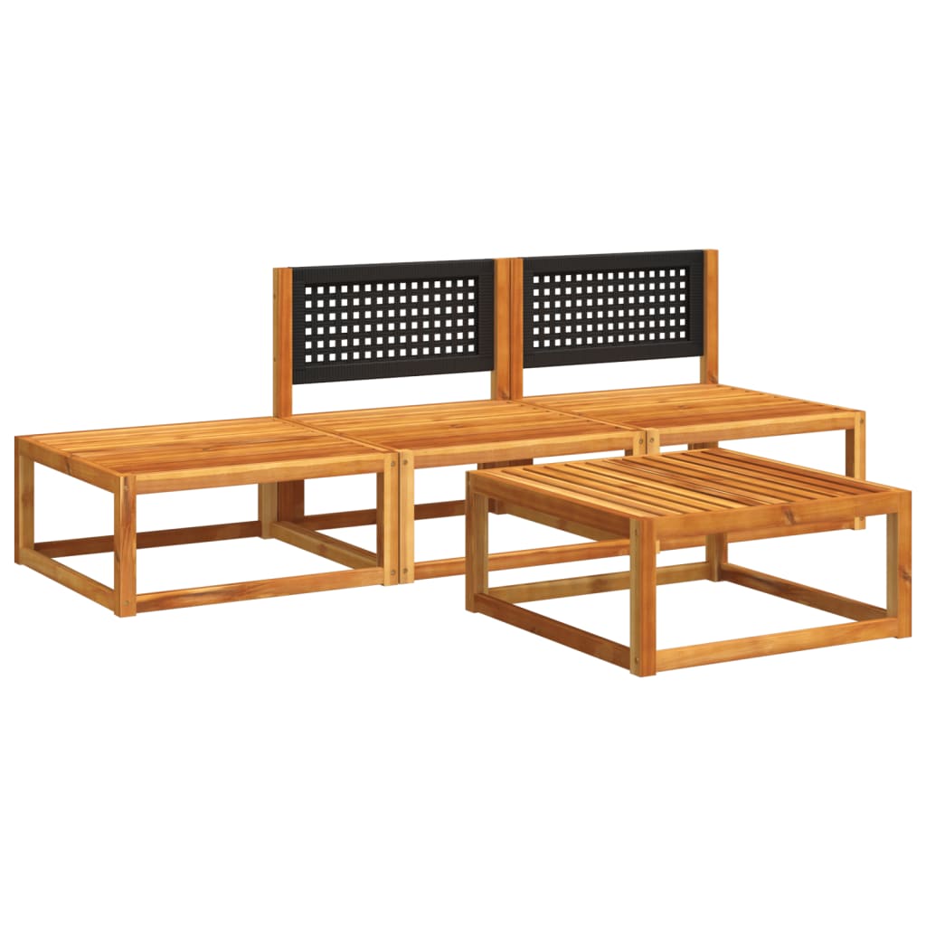 Set di divani da giardino 4 pezzi con cuscini in legno di acacia e rattan - homemem39