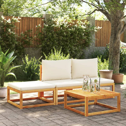 Set di divani da giardino 4 pezzi con cuscini in legno di acacia e rattan - homemem39