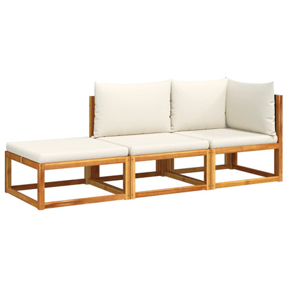 Set di divani da giardino 3 pezzi con cuscini in legno di acacia e rattan - homemem39