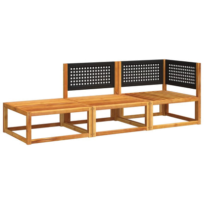 Set di divani da giardino 3 pezzi con cuscini in legno di acacia e rattan - homemem39