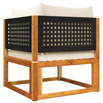 Set di divani da giardino 3 pezzi con cuscini in legno di acacia e rattan - homemem39