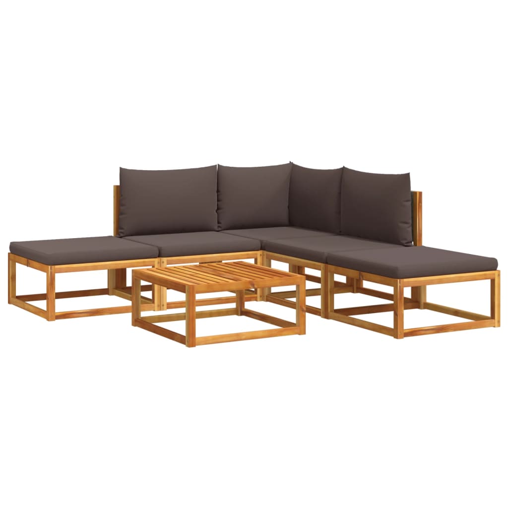 Set di divani da giardino 6 pezzi con cuscini in legno di acacia e rattan - homemem39