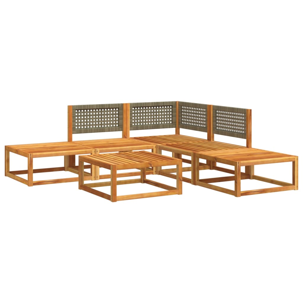 Set di divani da giardino 6 pezzi con cuscini in legno di acacia e rattan - homemem39