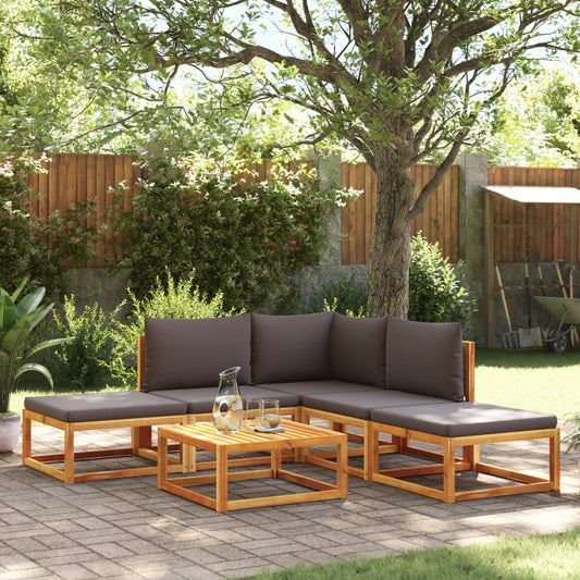 Set di divani da giardino 6 pezzi con cuscini in legno di acacia e rattan - homemem39