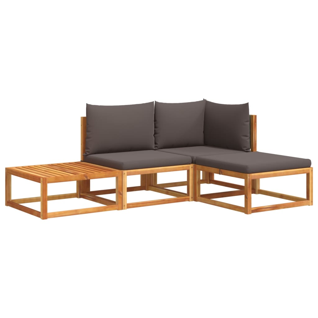 Set di divani da giardino 4 pezzi con cuscini in legno di acacia e rattan | homemem39