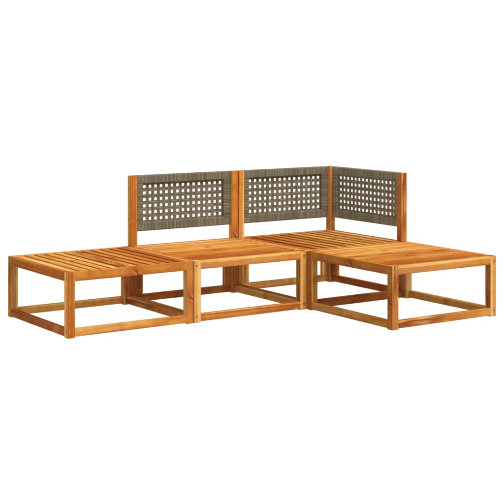 Set di divani da giardino 4 pezzi con cuscini in legno di acacia e rattan | homemem39