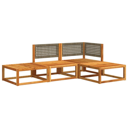 Set di divani da giardino 4 pezzi con cuscini in legno di acacia e rattan | homemem39