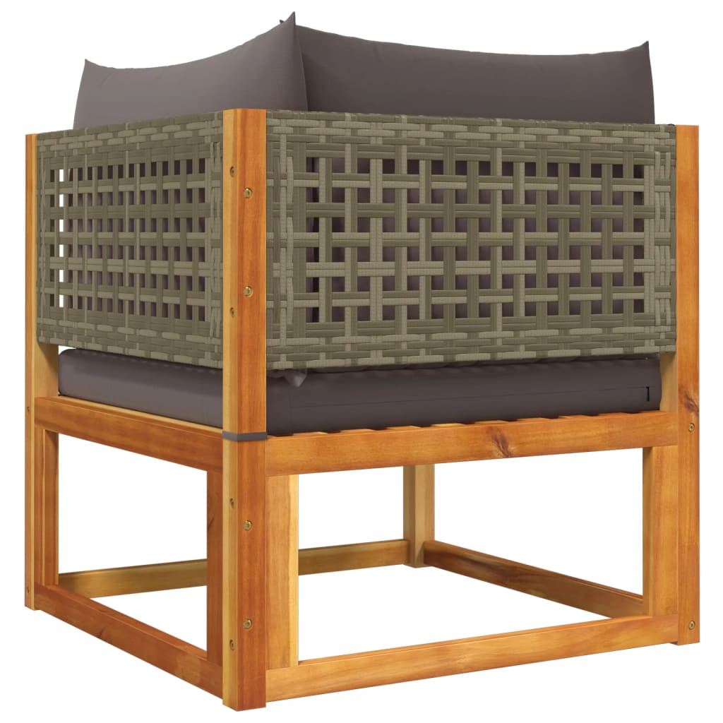 Set di divani da giardino 4 pezzi con cuscini in legno di acacia e rattan | homemem39