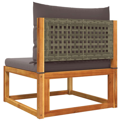 Set di divani da giardino 4 pezzi con cuscini in legno di acacia e rattan | homemem39