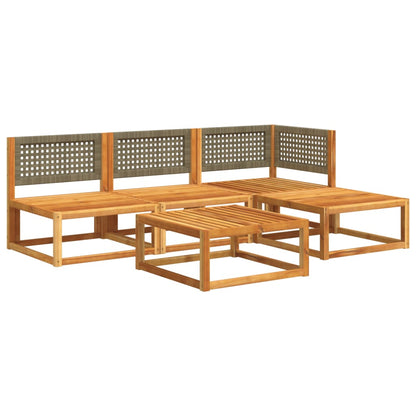 Set di divani da giardino 5 pezzi con cuscini in legno di acacia e rattan - homemem39
