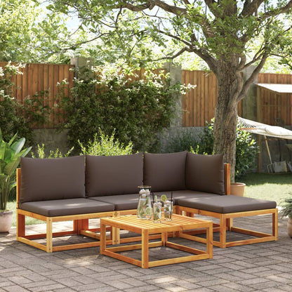 Set di divani da giardino 5 pezzi con cuscini in legno di acacia e rattan - homemem39