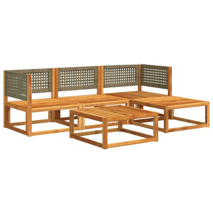 Set di divani da giardino 5 pezzi con cuscini in legno di acacia e rattan - homemem39