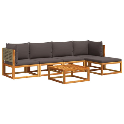 Set di divani da giardino 6 pezzi con cuscini in legno di acacia e rattan - homemem39