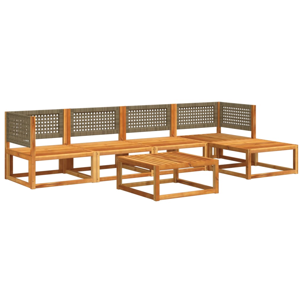 Set di divani da giardino 6 pezzi con cuscini in legno di acacia e rattan - homemem39