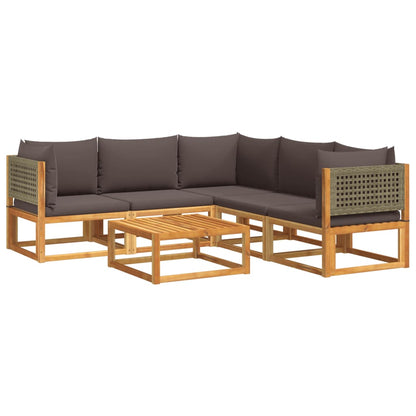 Set di divani da giardino 6 pezzi con cuscini in legno di acacia e rattan - homemem39