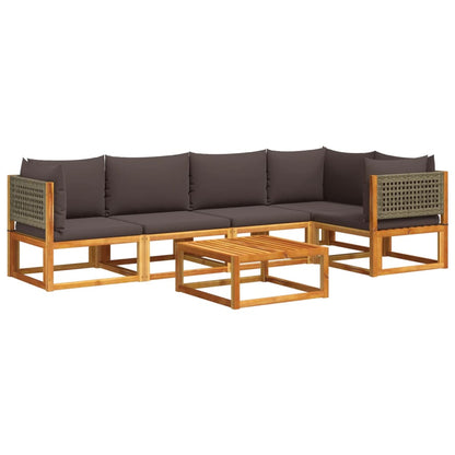 Set di divani da giardino 6 pezzi con cuscini in legno di acacia e rattan - homemem39