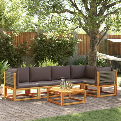 Set di divani da giardino 6 pezzi con cuscini in legno di acacia e rattan - homemem39