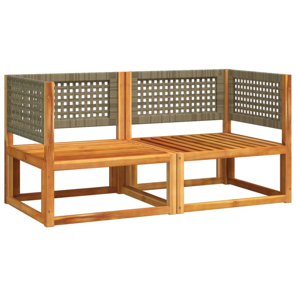 Divani da Giardino Angolari con Cuscini 2 pz in Legno di Acacia e Rattan - homemem39