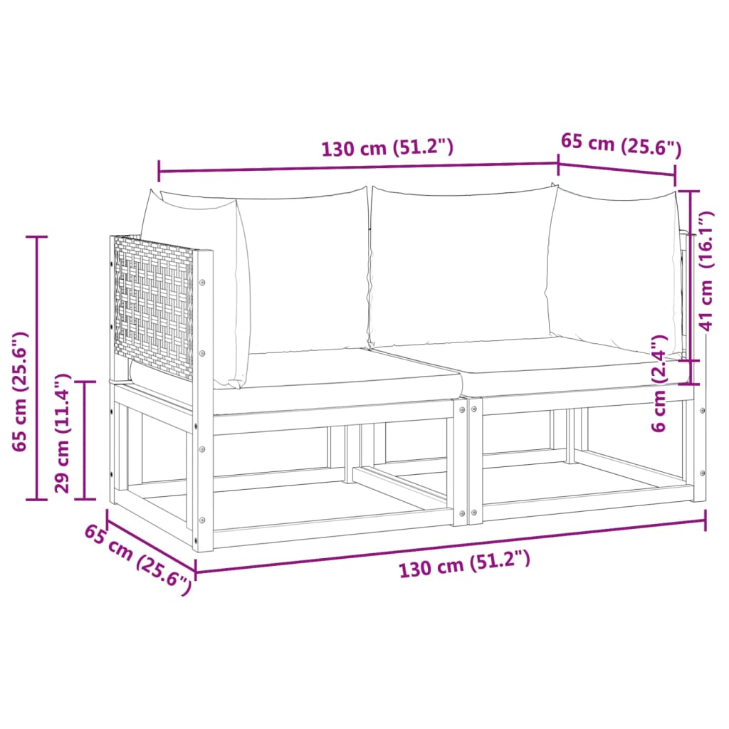 Divani da Giardino Angolari con Cuscini 2 pz in Legno di Acacia e Rattan | homemem39
