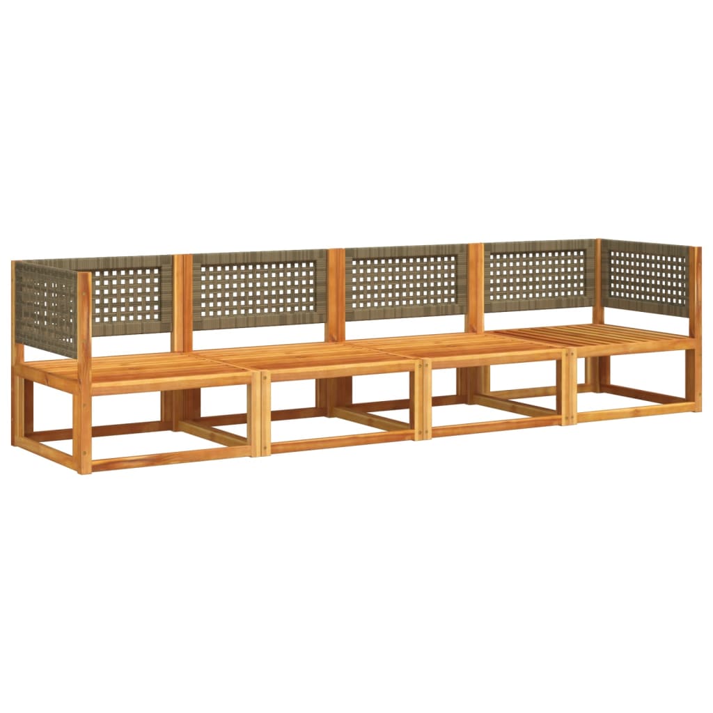 Set di divani da giardino 4 pezzi con cuscini in legno di acacia e rattan - homemem39